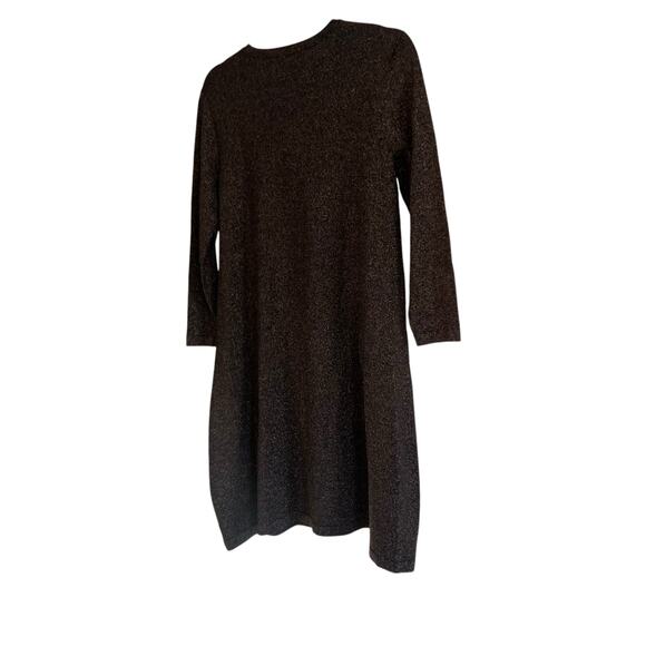 J McLaughlin Brown Gold Metallic Knit Aline Holiday Sparkly Dress Size Medium - Picture 4 of 16